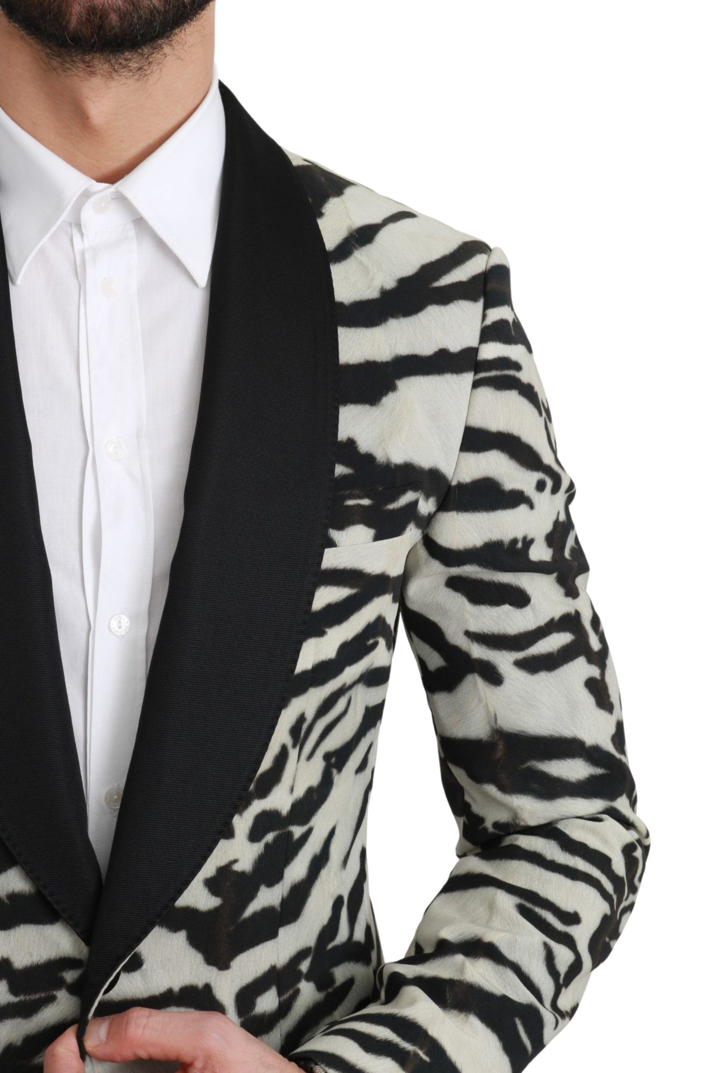 Dolce & Gabbana Zebra Print Silk Formal Blazer