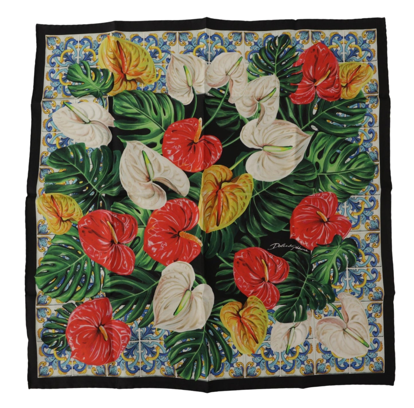 Dolce & Gabbana Elegant Floral Square Silk Scarf