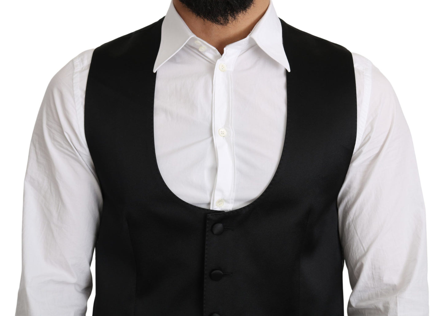 Dolce & Gabbana Elegant Black Silk Formal Vest