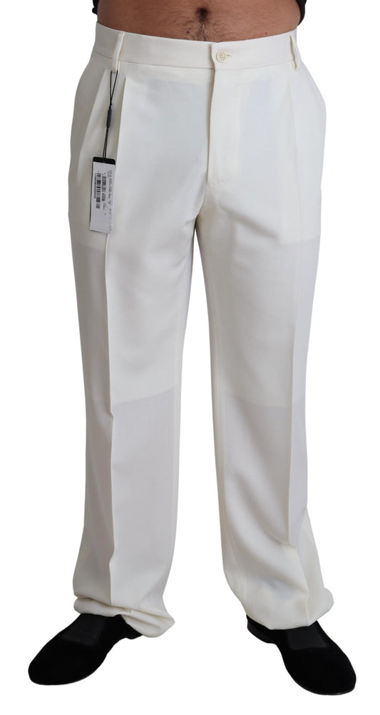 Dolce & Gabbana Elegant White Wool Dress Trousers for Men