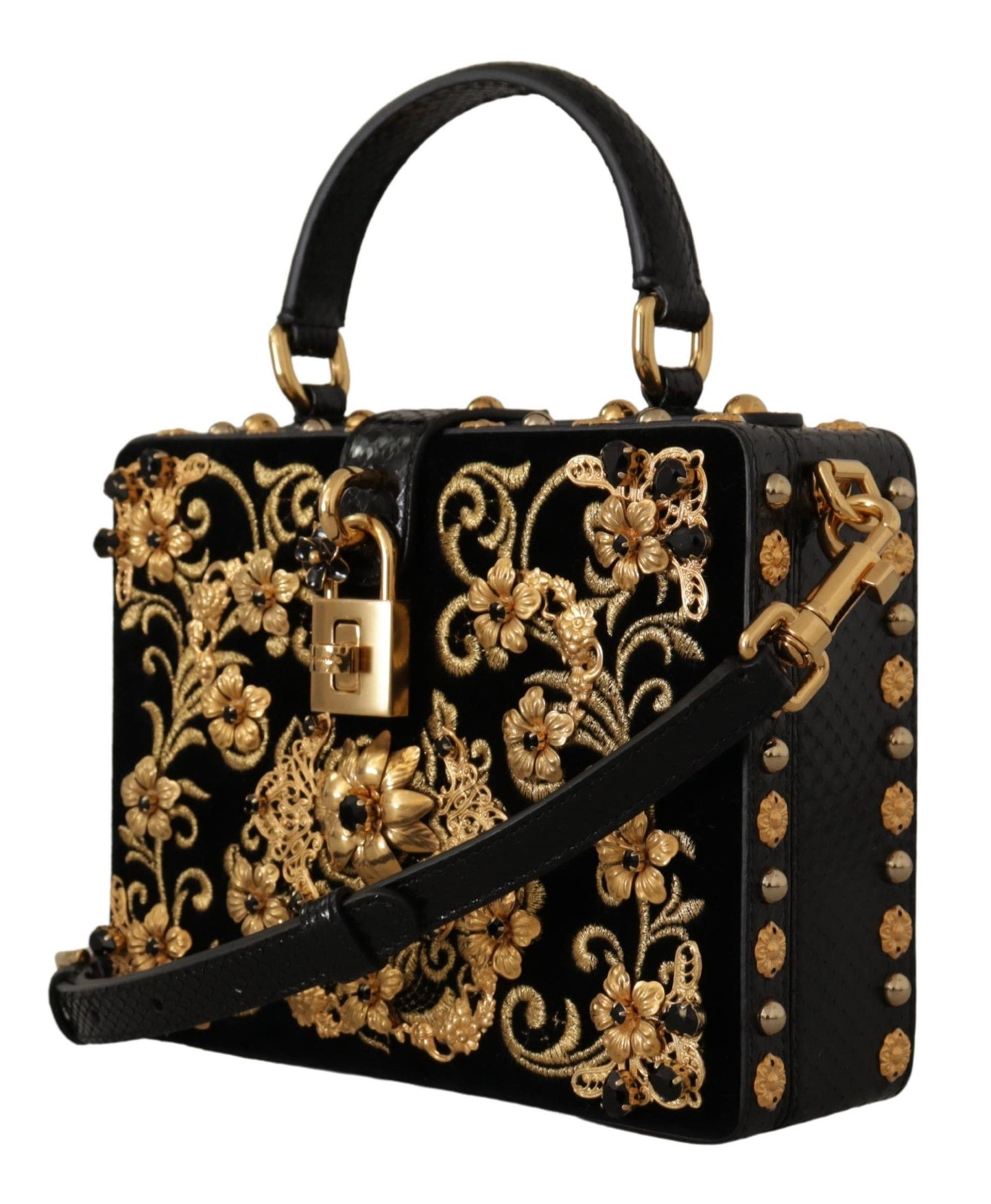 Dolce & Gabbana Elegant Black Crystal Embellished Box Bag