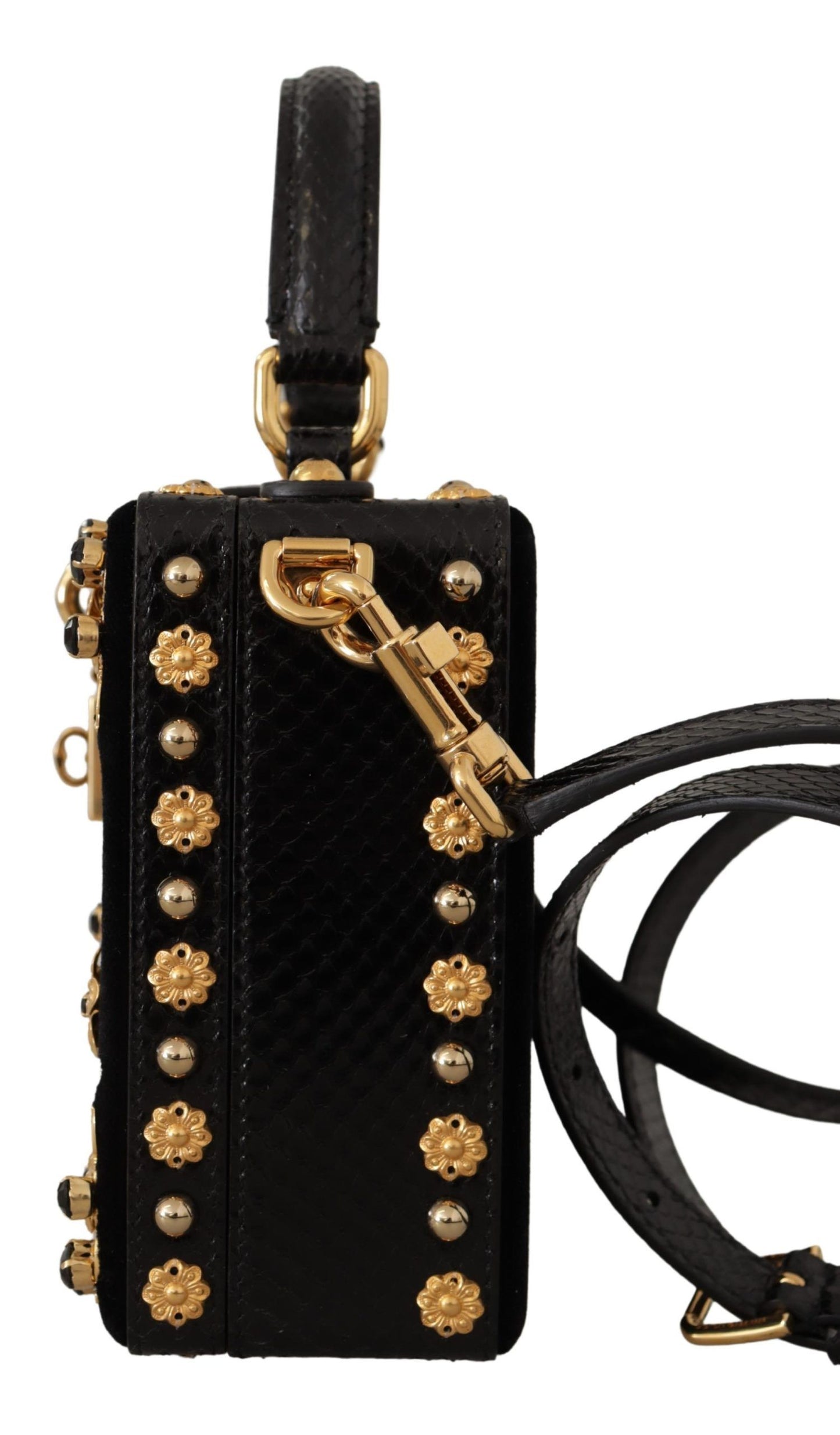 Dolce & Gabbana Elegant Black Crystal Embellished Box Bag