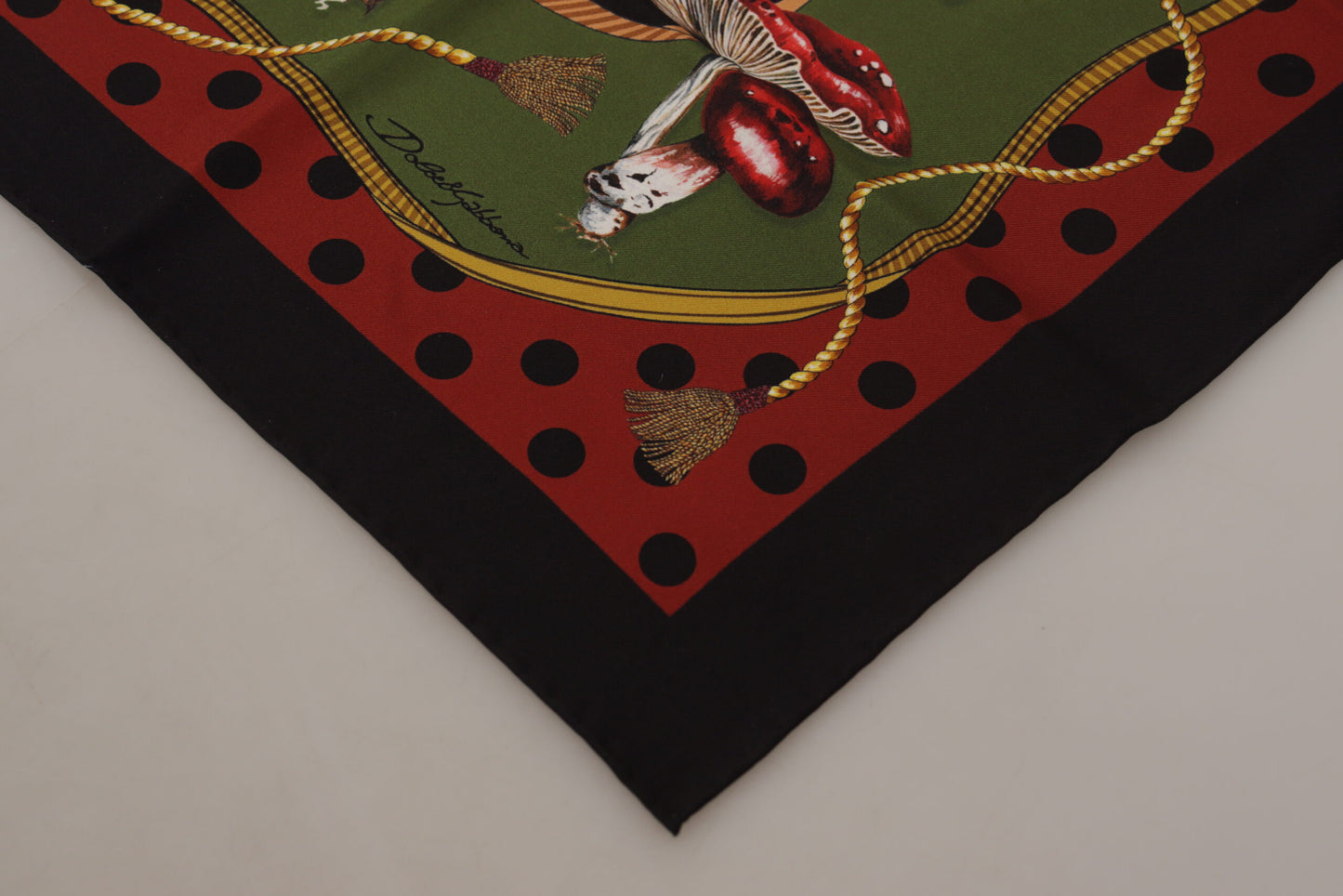 Dolce & Gabbana Chic Silk Square Scarf with Mushroom Motif