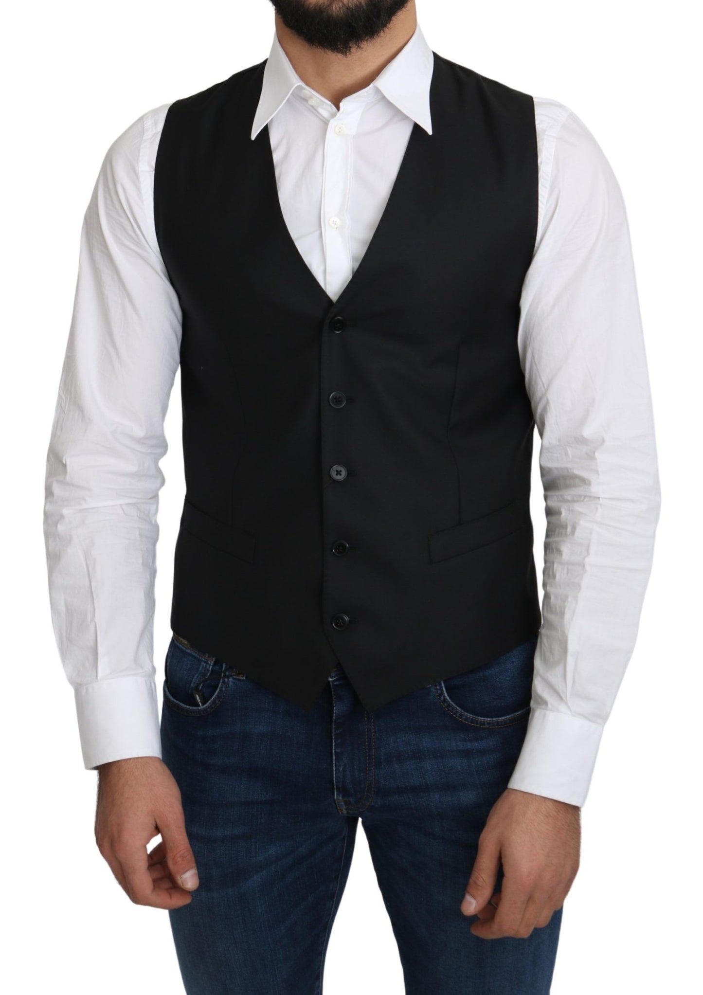 Dolce & Gabbana Elegant Gray Wool Blend Formal Vest