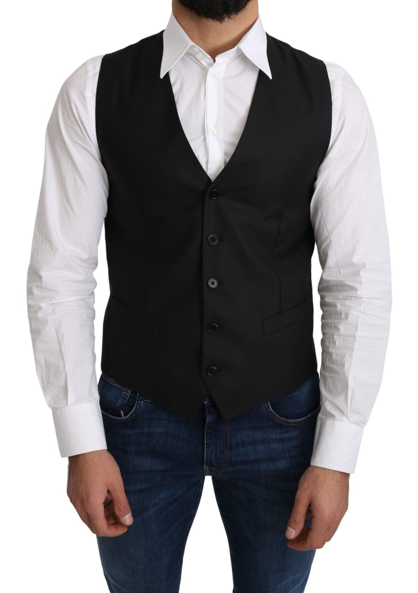 Dolce & Gabbana Elegant Gray Wool Blend Formal Vest