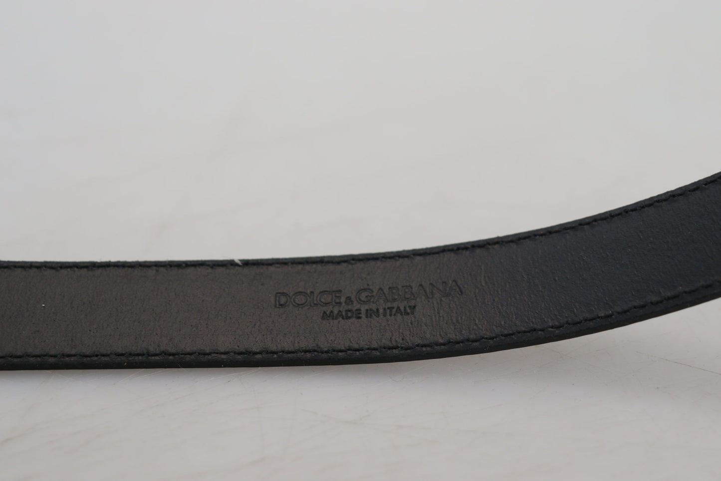 Dolce & Gabbana Black Leather Silver Tone Metal Buckle Men Belt