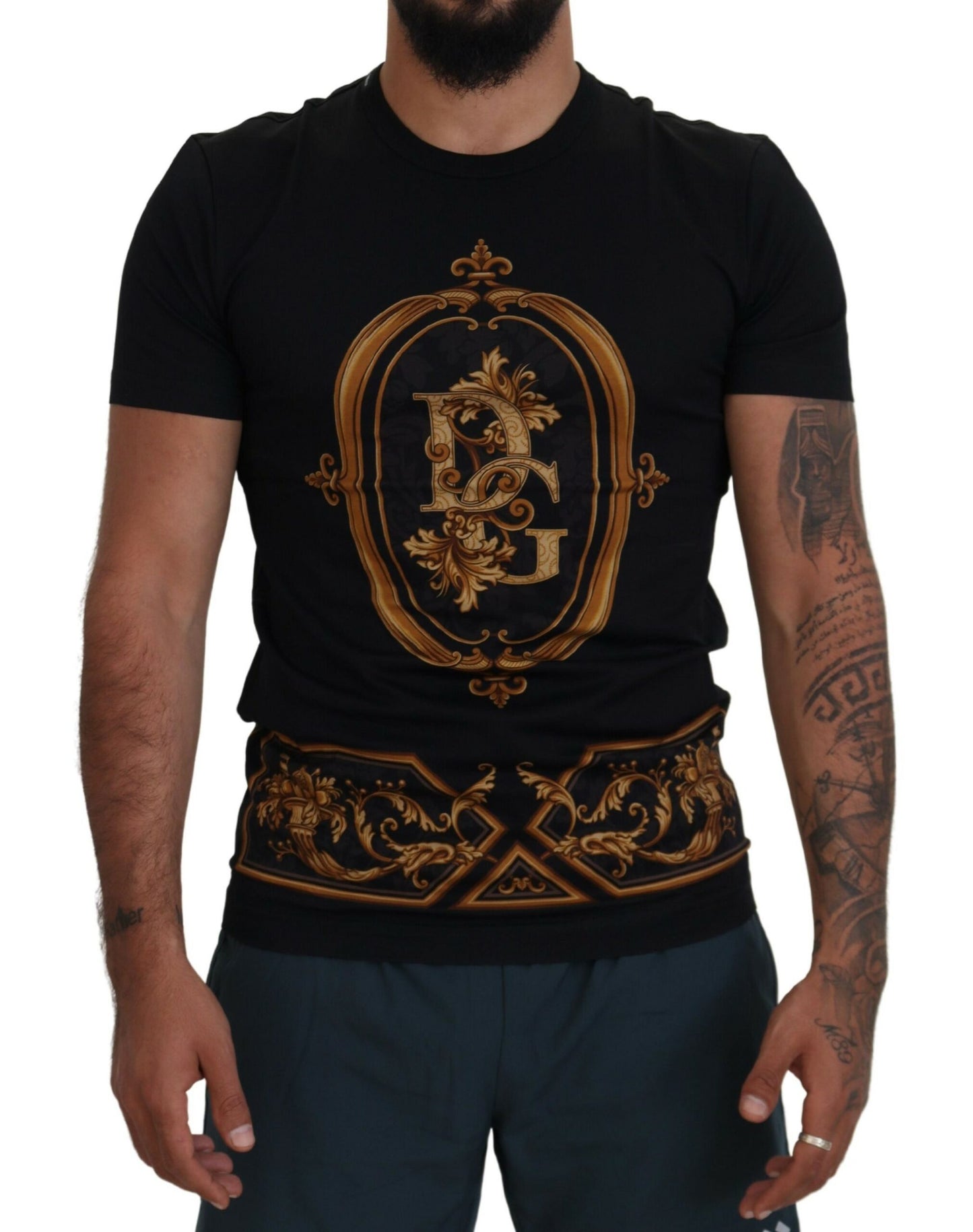 Dolce & Gabbana Elegant Black Printed Cotton T-Shirt