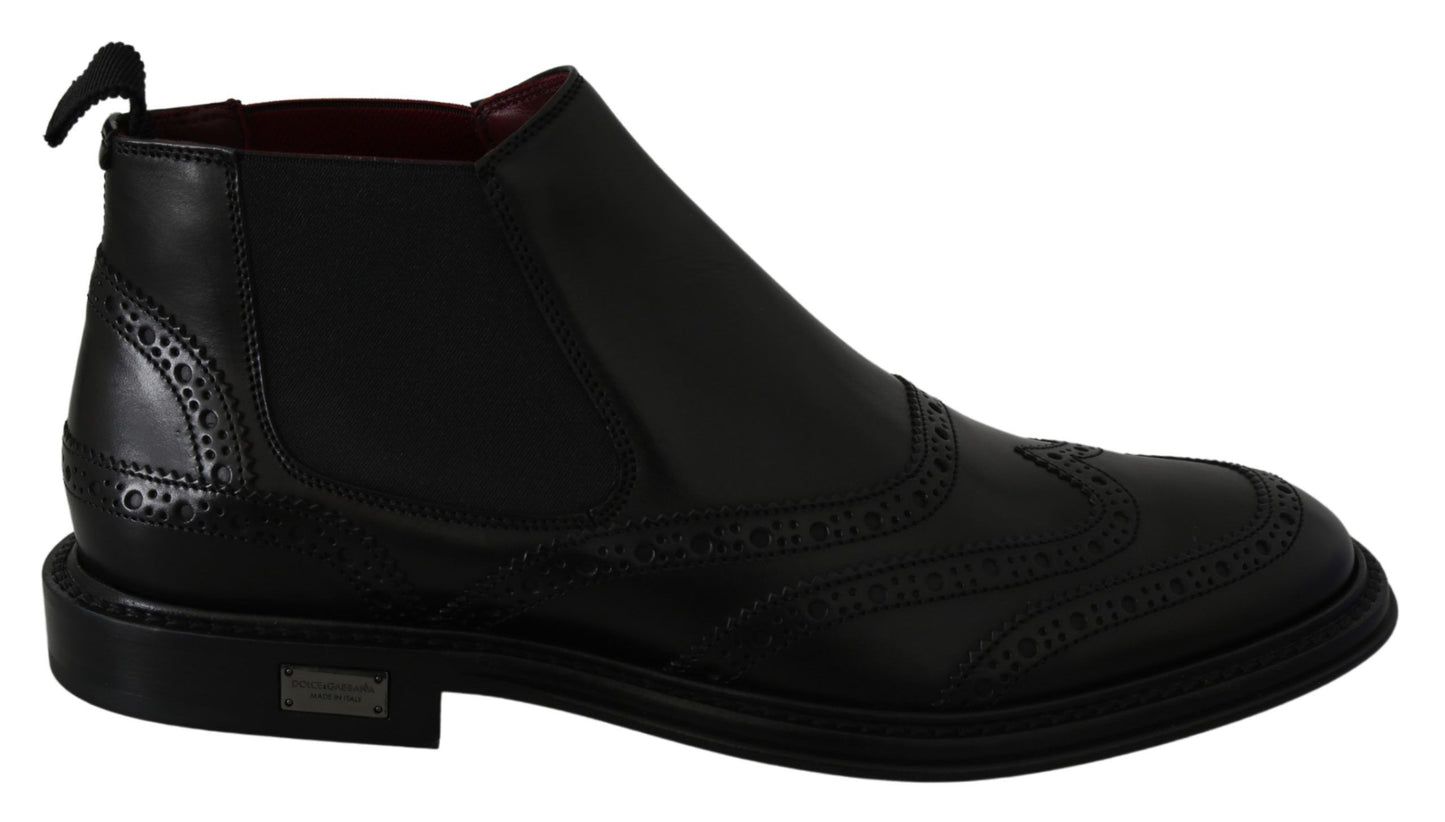 Dolce & Gabbana Elegant Black Leather Ankle Boots