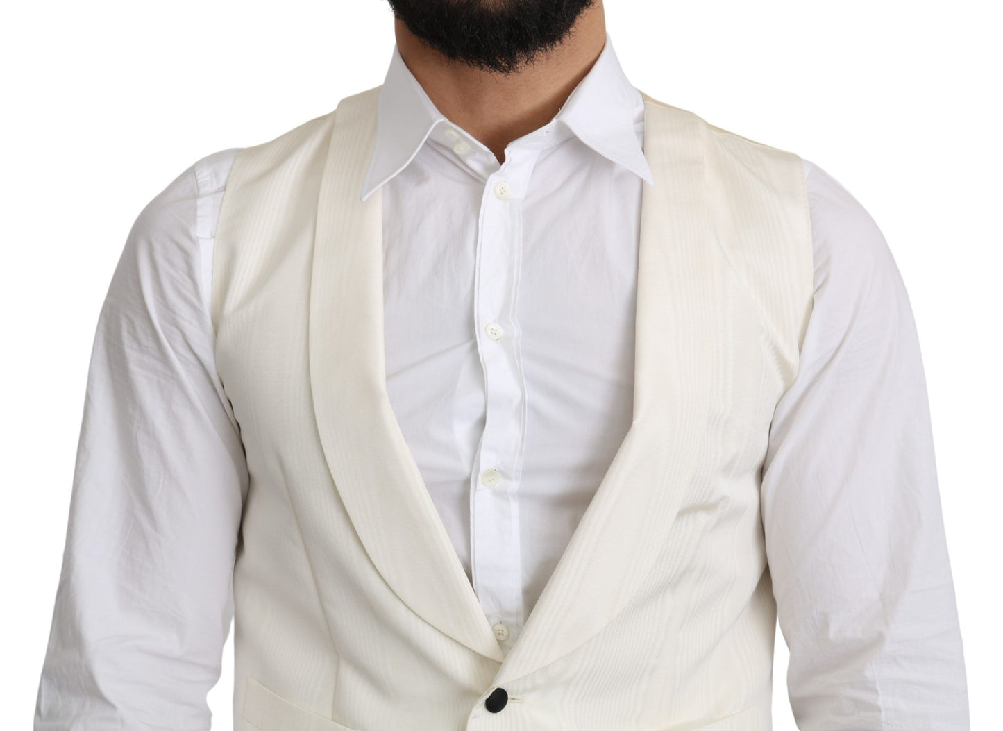 Dolce & Gabbana Elegant Silk Formal Vest in Off-White Ivory