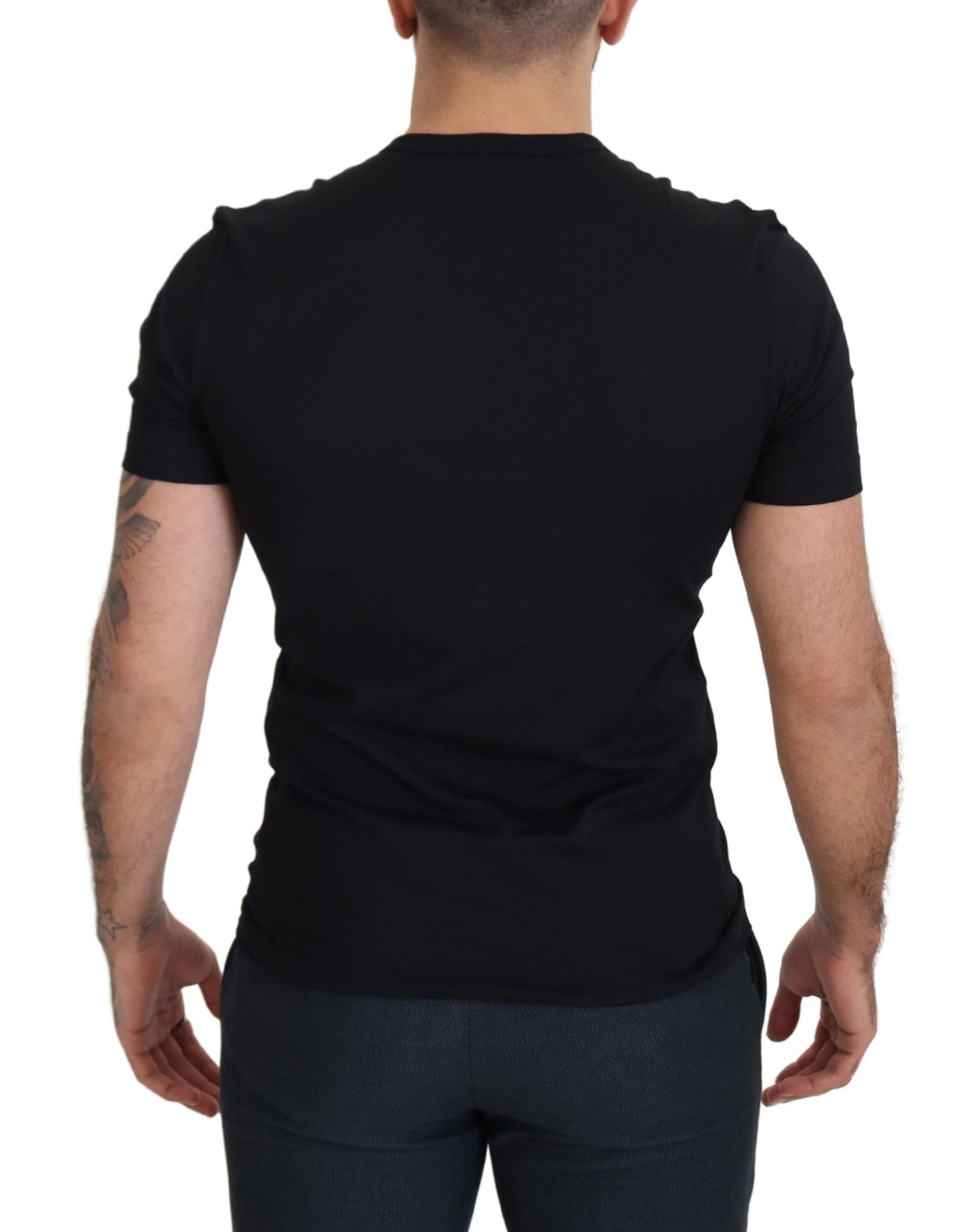 Dolce & Gabbana Elegant V-Neck Black Cotton Tee