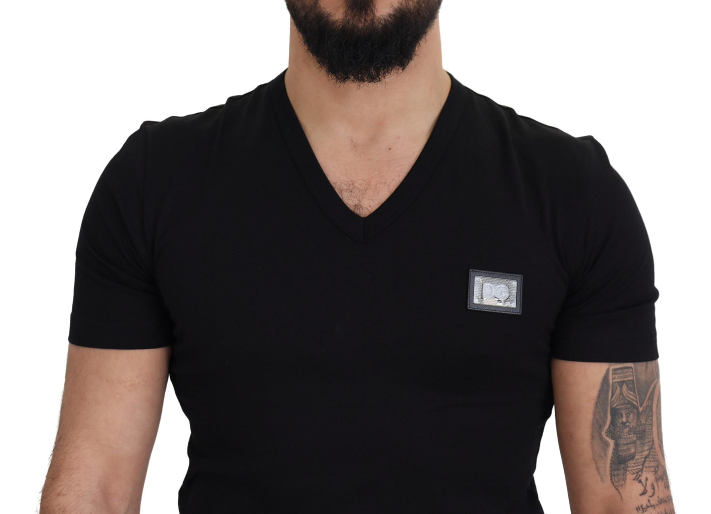 Dolce & Gabbana Elegant V-Neck Black Cotton Tee