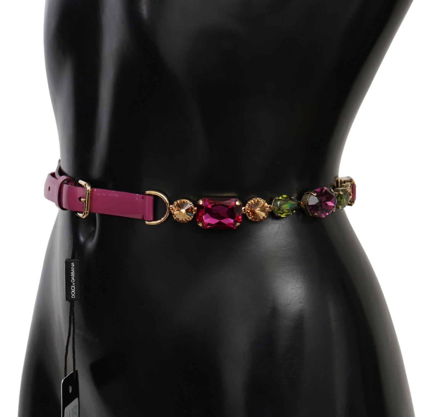 Dolce & Gabbana Elegant Pink Leather Crystal Belt