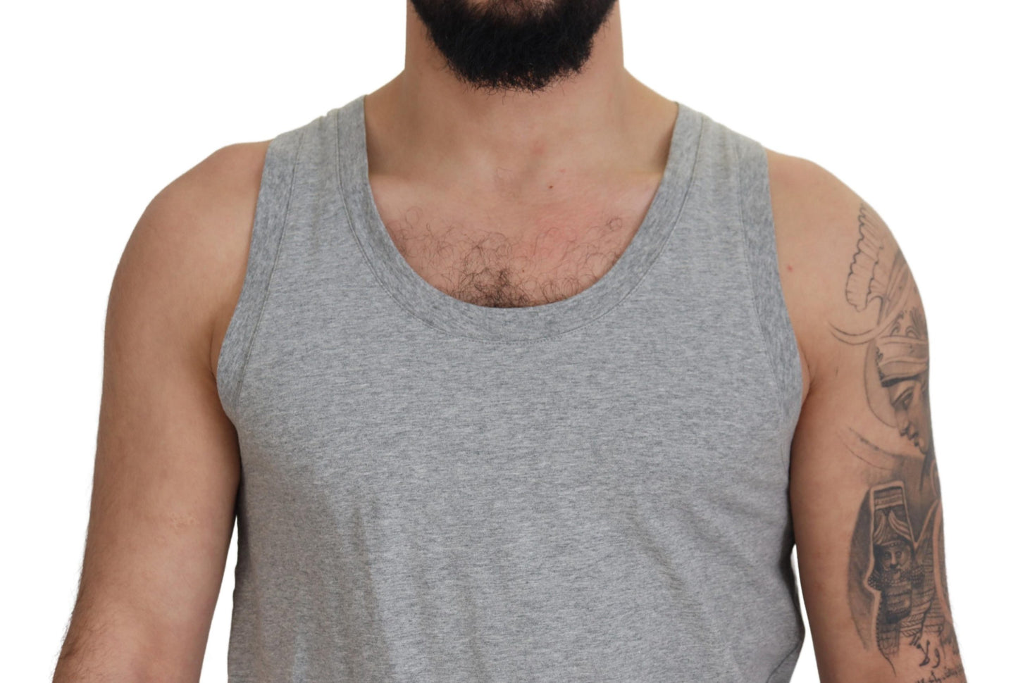 Dolce & Gabbana Gray Sleeveless Logo Print Underwear T-shirt