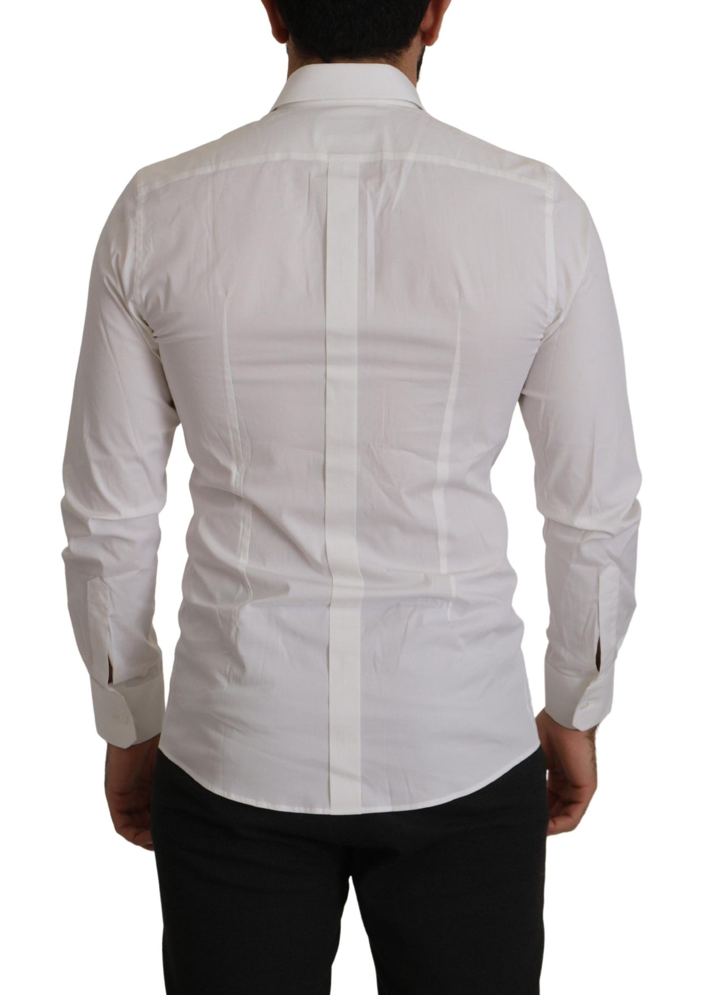 Dolce & Gabbana Elegant White Slim Fit Gold Dress Shirt