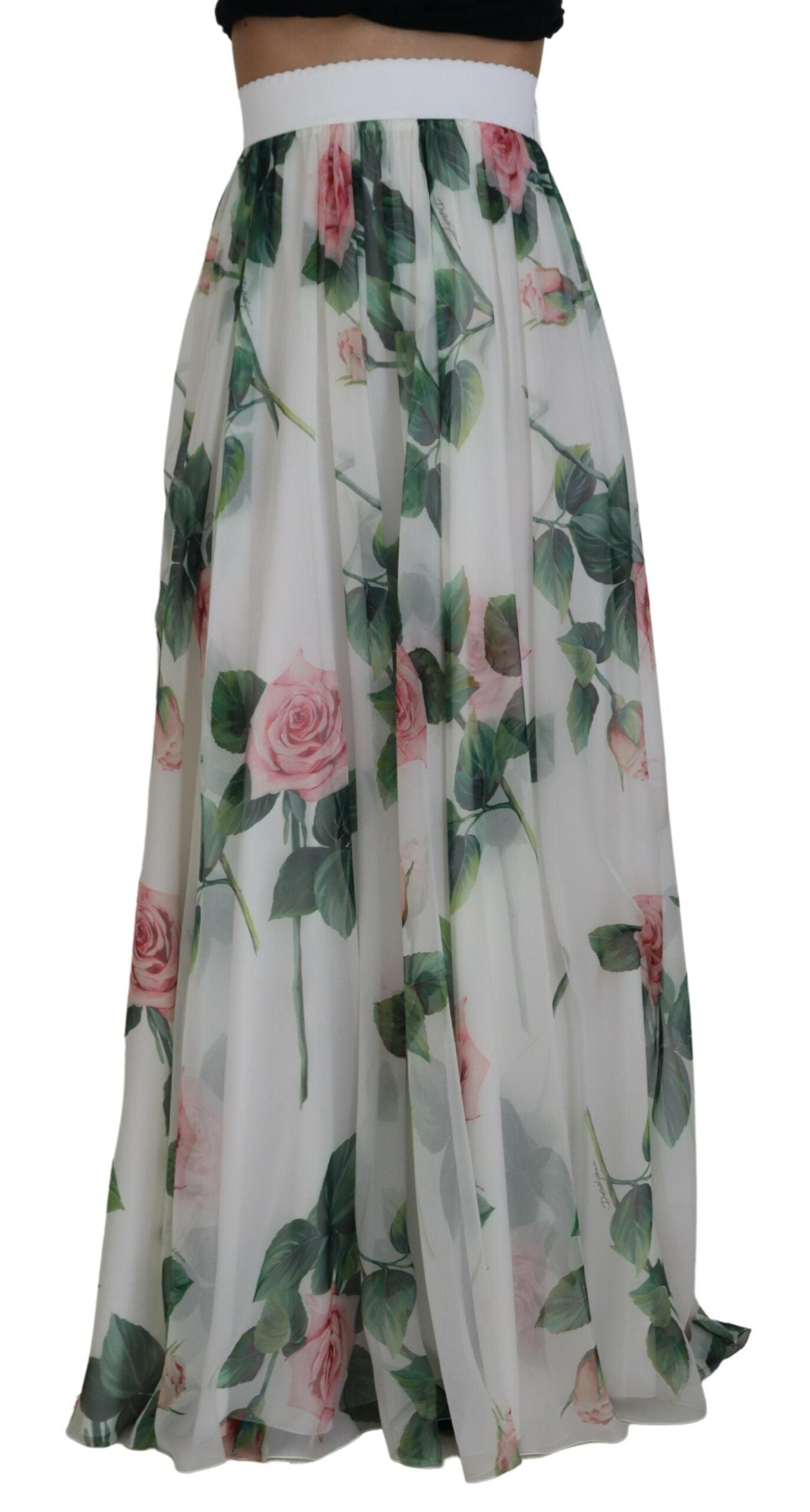 Dolce & Gabbana Elegant High-Waist Silk A-Line Skirt