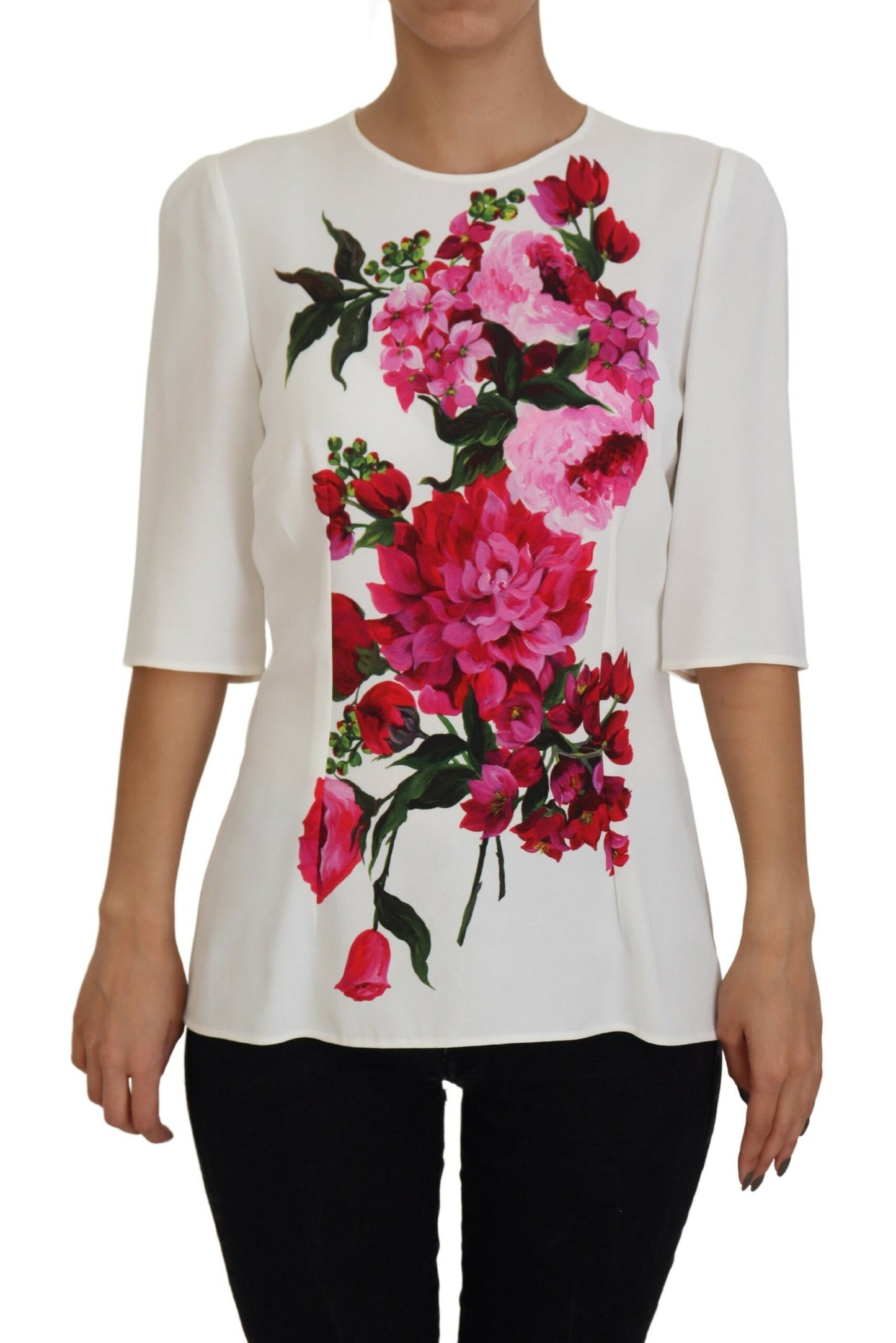 Dolce & Gabbana Elegant Floral Print Viscose Top Blouse