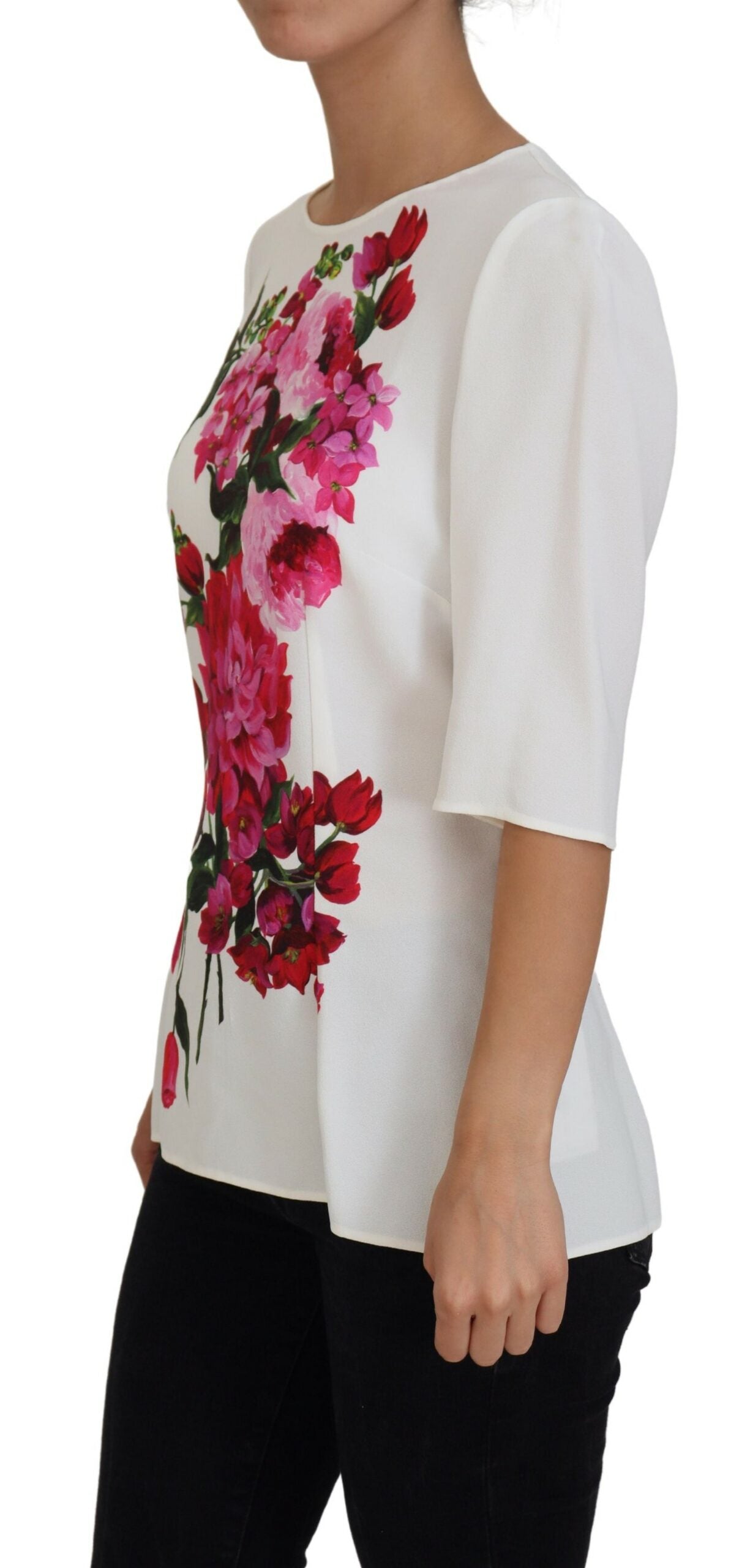 Dolce & Gabbana Elegant Floral Print Viscose Top Blouse