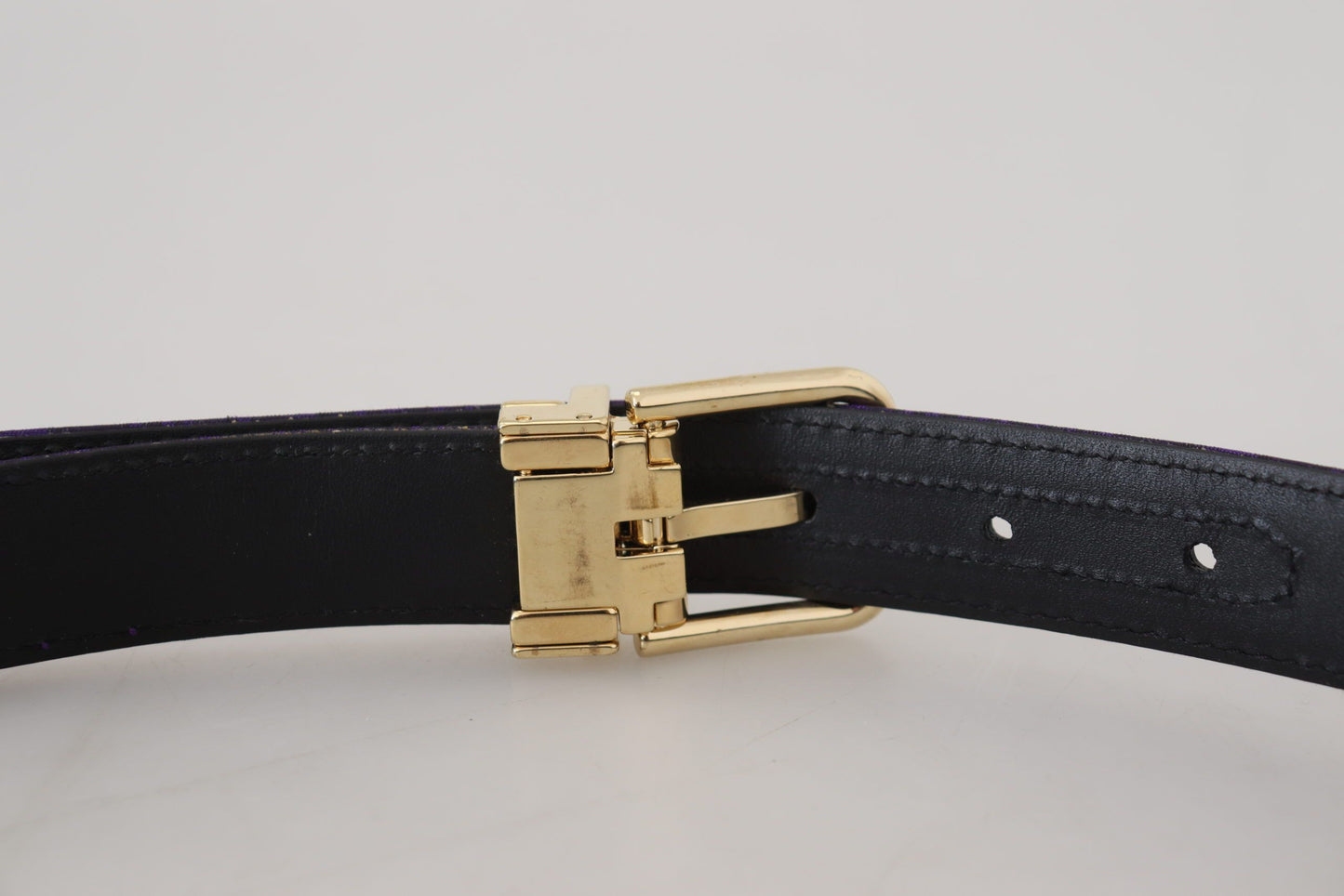 Dolce & Gabbana Elegant Purple Jacquard Leather Belt