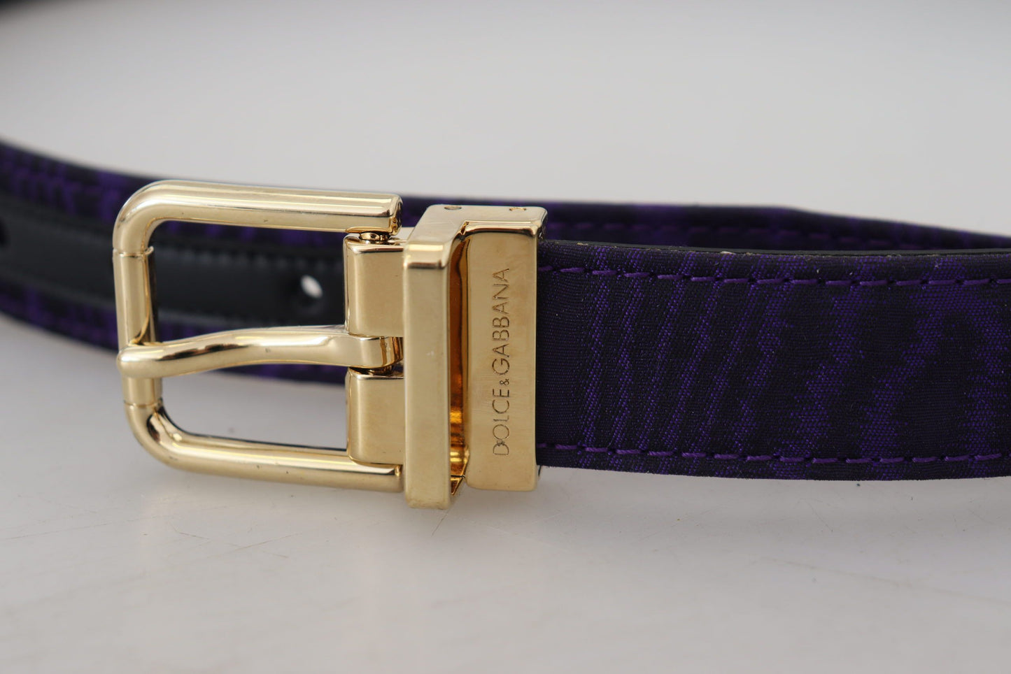 Dolce & Gabbana Elegant Purple Jacquard Leather Belt