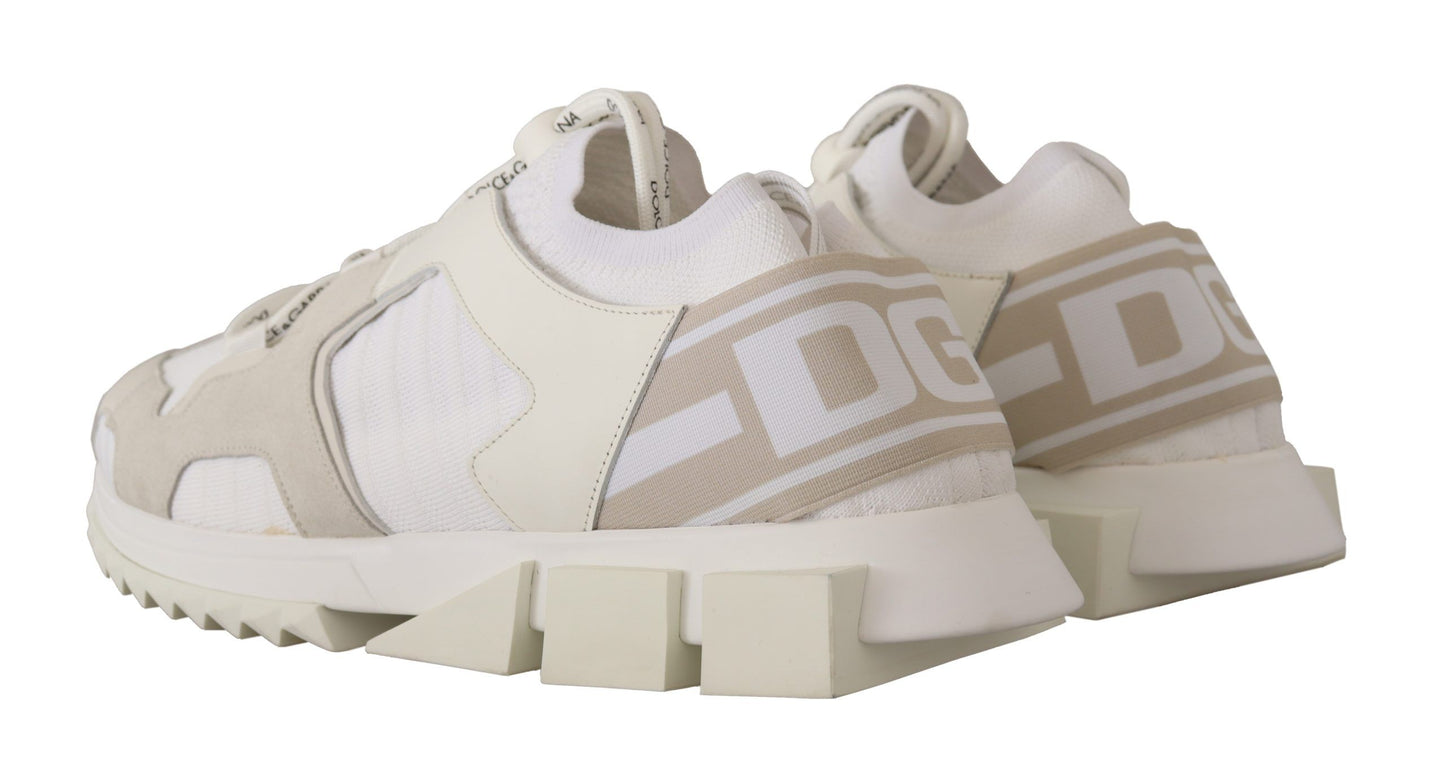 Dolce & Gabbana Sleek White Lace-Up Sneakers for the Trendsetter