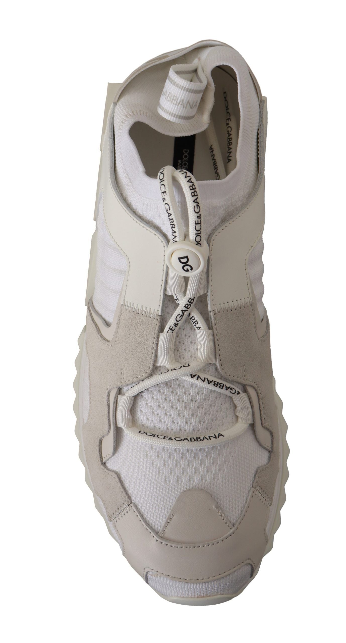 Dolce & Gabbana Sleek White Lace-Up Sneakers for the Trendsetter