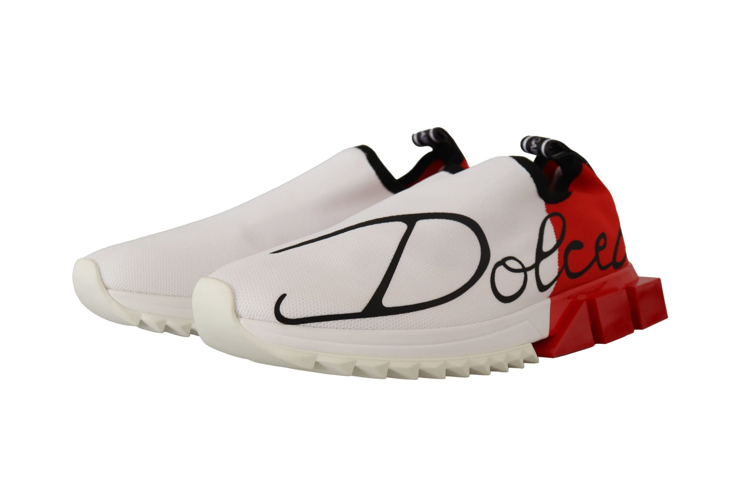 Dolce & Gabbana Sleek White Sorrento Sneakers with Red Accents