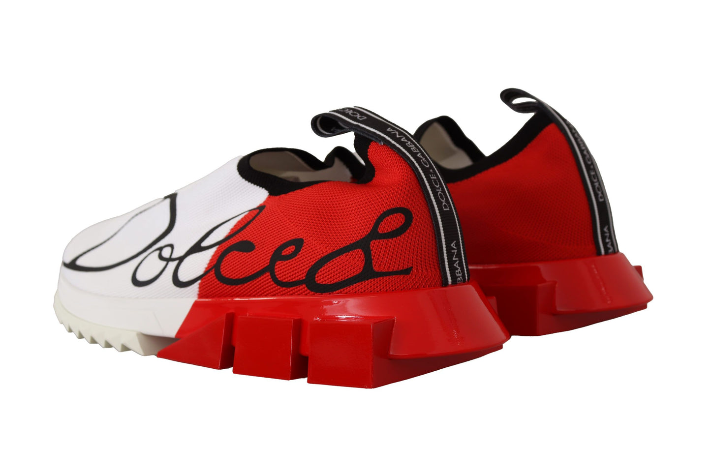 Dolce & Gabbana Sleek White Sorrento Sneakers with Red Accents