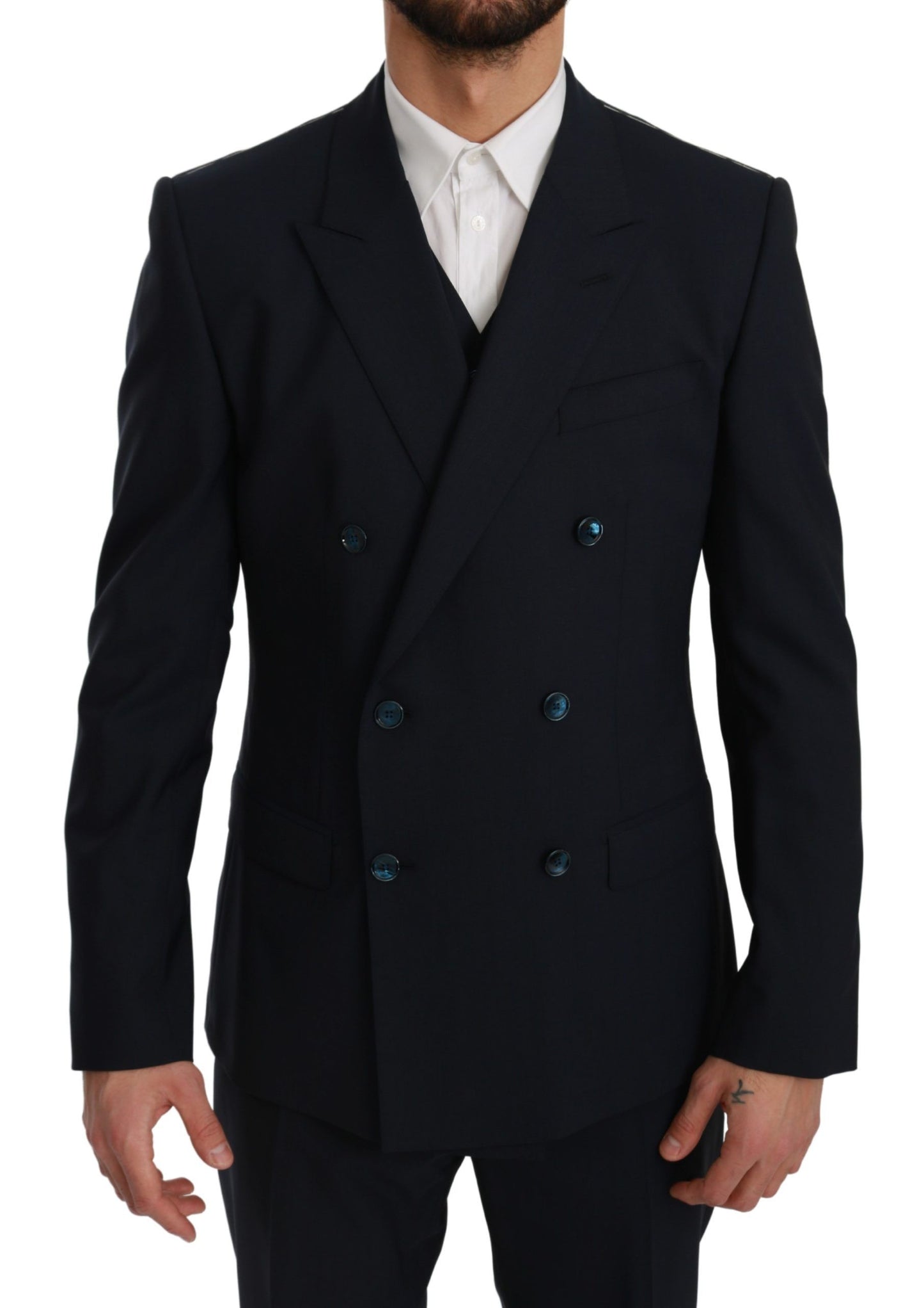 Dolce & Gabbana Elegant Navy Blue Martini Suit