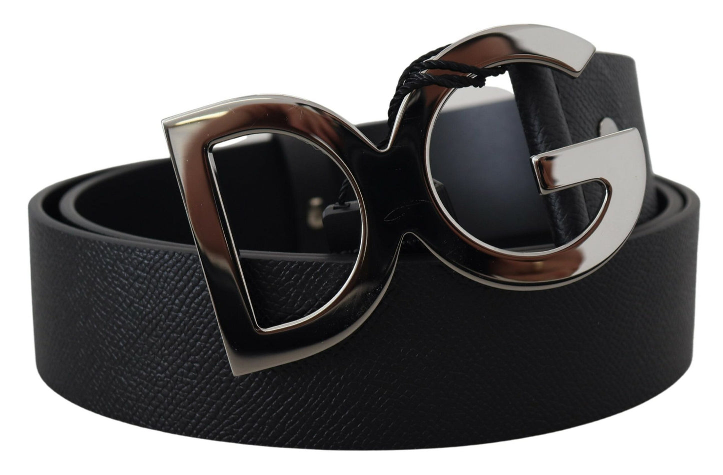 Dolce & Gabbana Elegant Black Leather Belt with Silver Buckle