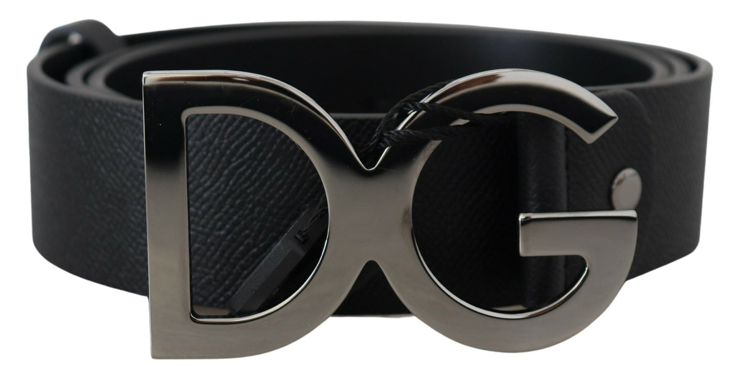 Dolce & Gabbana Elegant Black Leather Belt with Silver Buckle