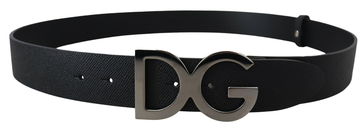 Dolce & Gabbana Elegant Black Leather Belt with Silver Buckle