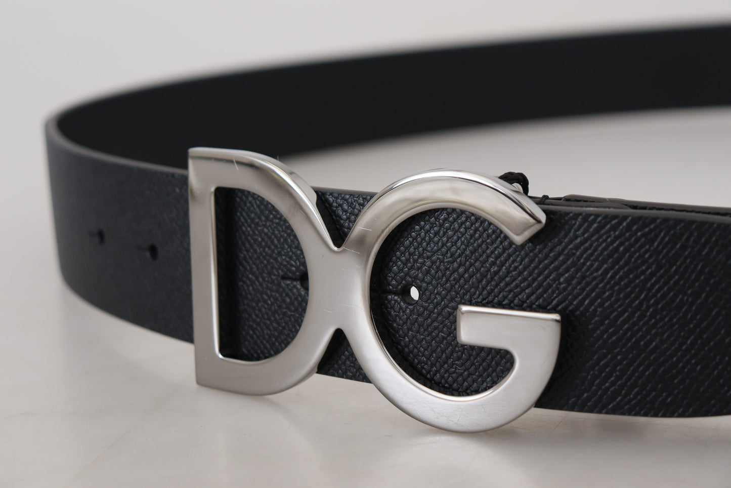 Dolce & Gabbana Elegant Black Leather Belt with Silver Buckle