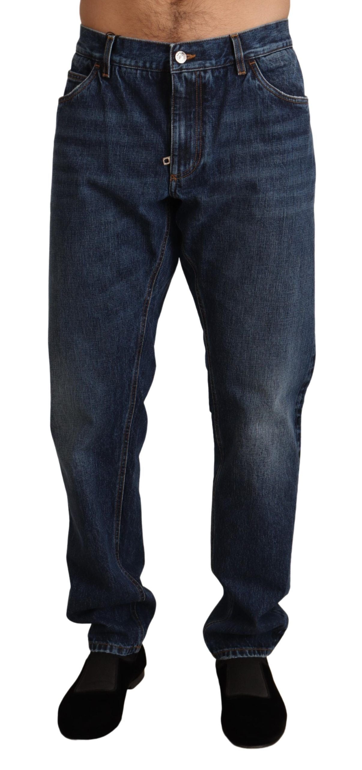 Dolce & Gabbana Elegant Straight Cut Dark Blue Denim Jeans