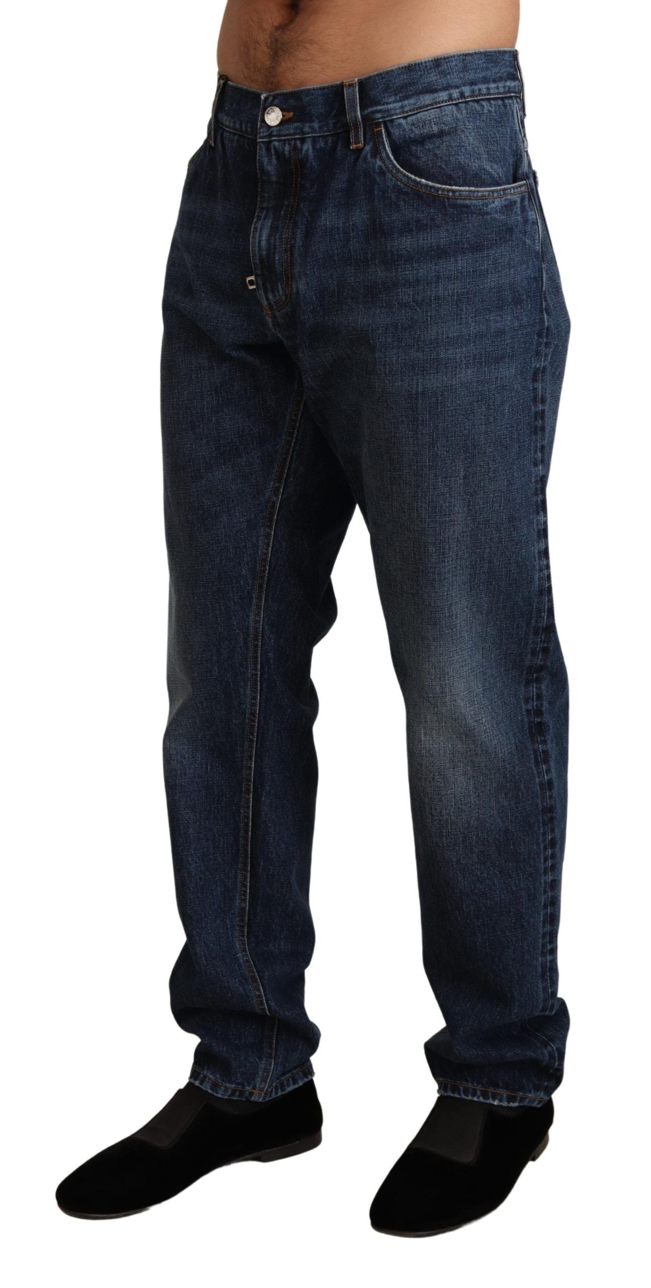 Dolce & Gabbana Elegant Straight Cut Dark Blue Denim Jeans