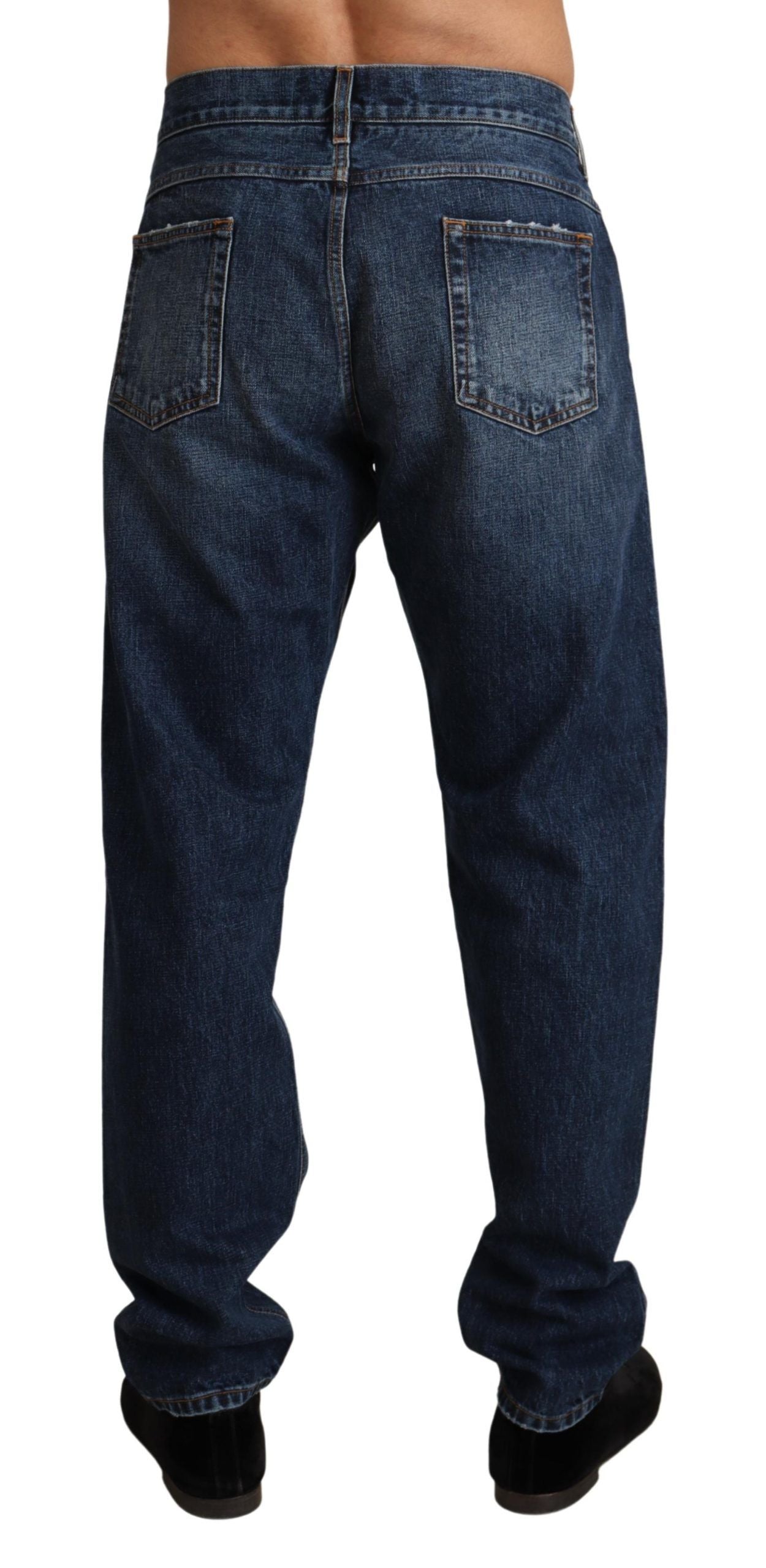 Dolce & Gabbana Elegant Straight Cut Dark Blue Denim Jeans