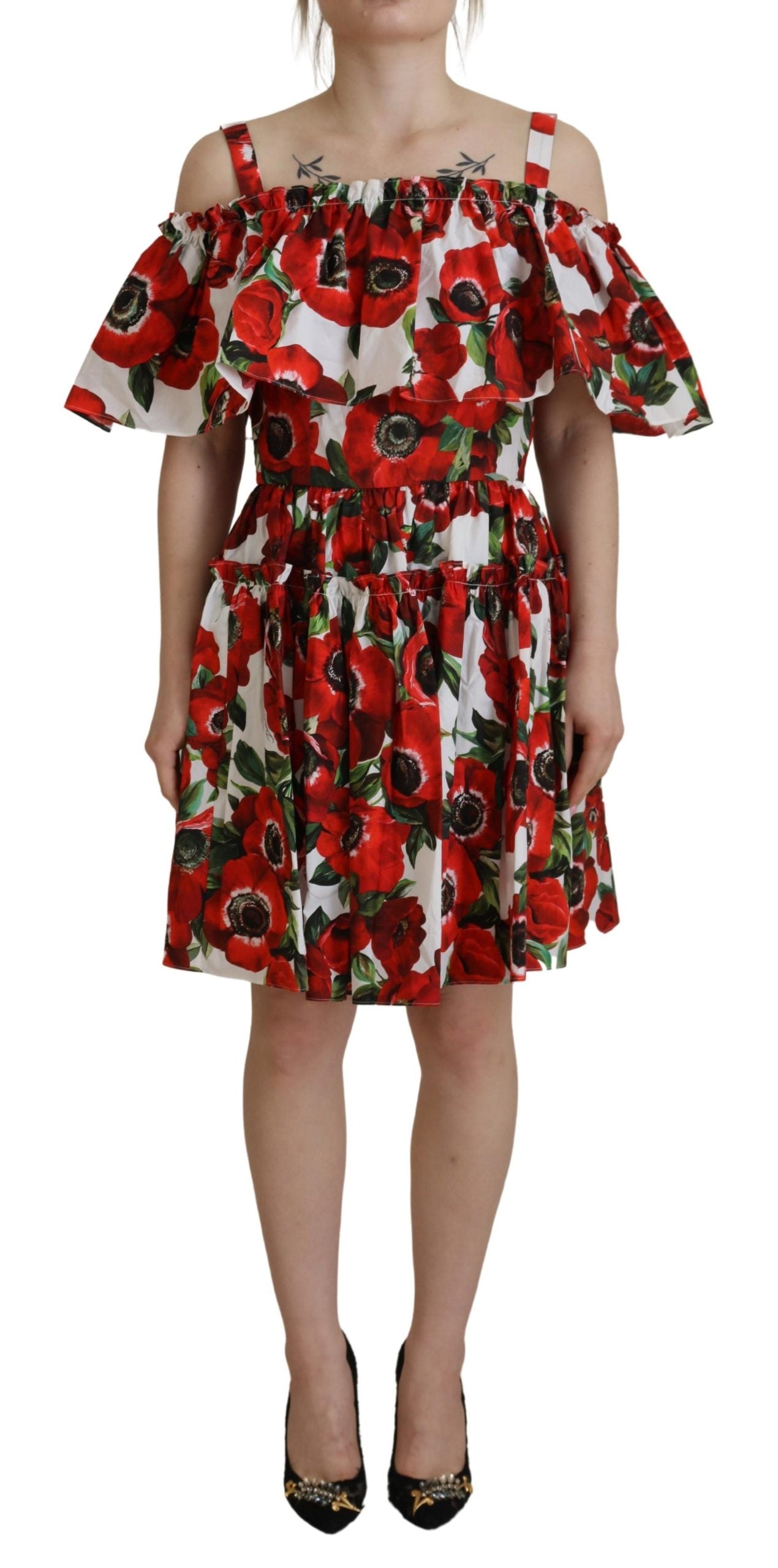 Dolce & Gabbana Chic Floral A-Line Cotton Dress