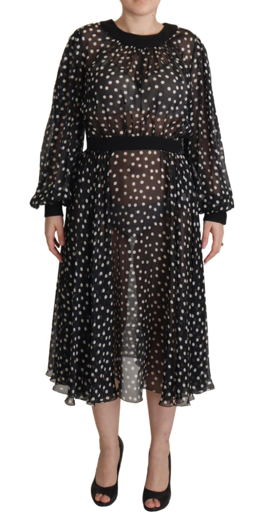 Dolce & Gabbana Elegant Polka Dot Silk Midi Dress