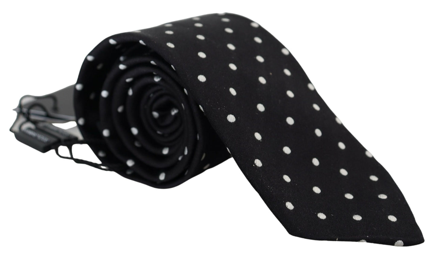 Dolce & Gabbana Elegant Black Polka Dot Silk Tie