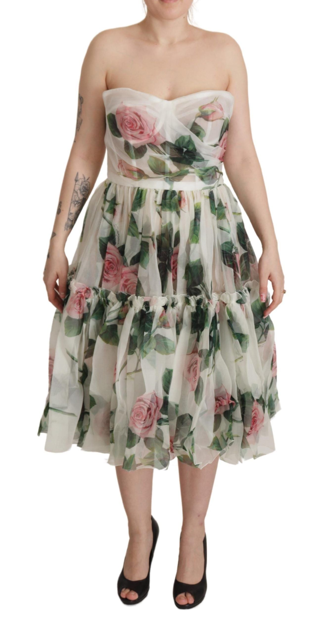 Dolce & Gabbana Romantic Floral Silk Midi Dress