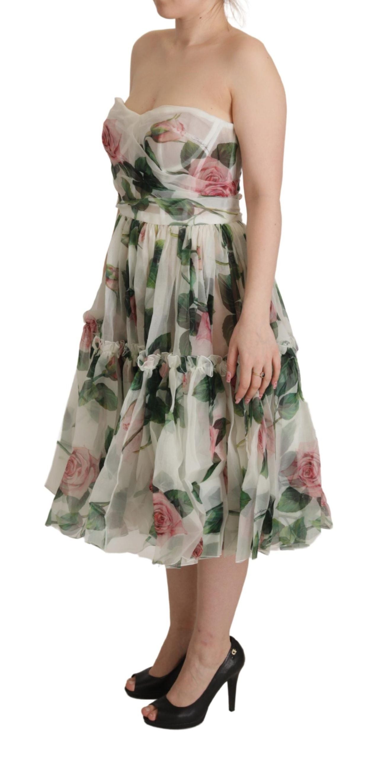 Dolce & Gabbana Romantic Floral Silk Midi Dress