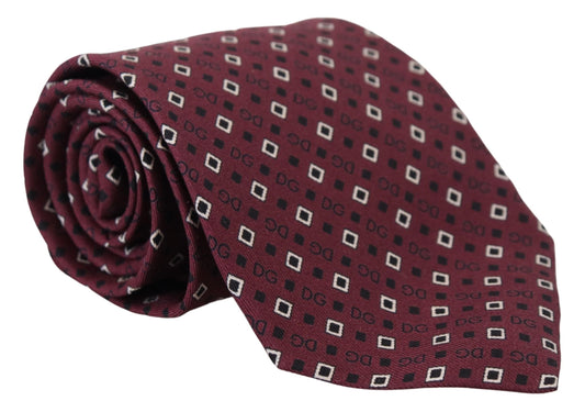 Dolce & Gabbana Elegant Maroon Silk Patterned Men's Tie