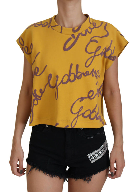 Dolce & Gabbana Chic Cropped DG Logo Cap Sleeves Blouse