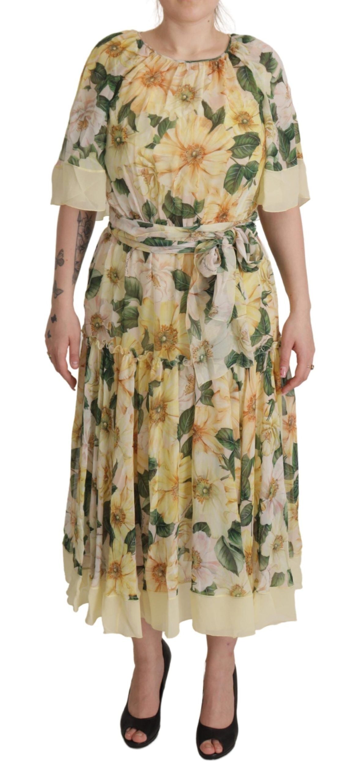 Dolce & Gabbana Elegant Floral Silk Maxi Dress