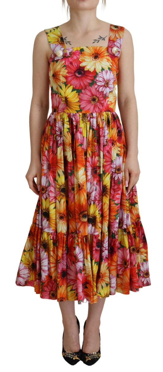 Dolce & Gabbana Elegant Floral Midi Cotton Dress