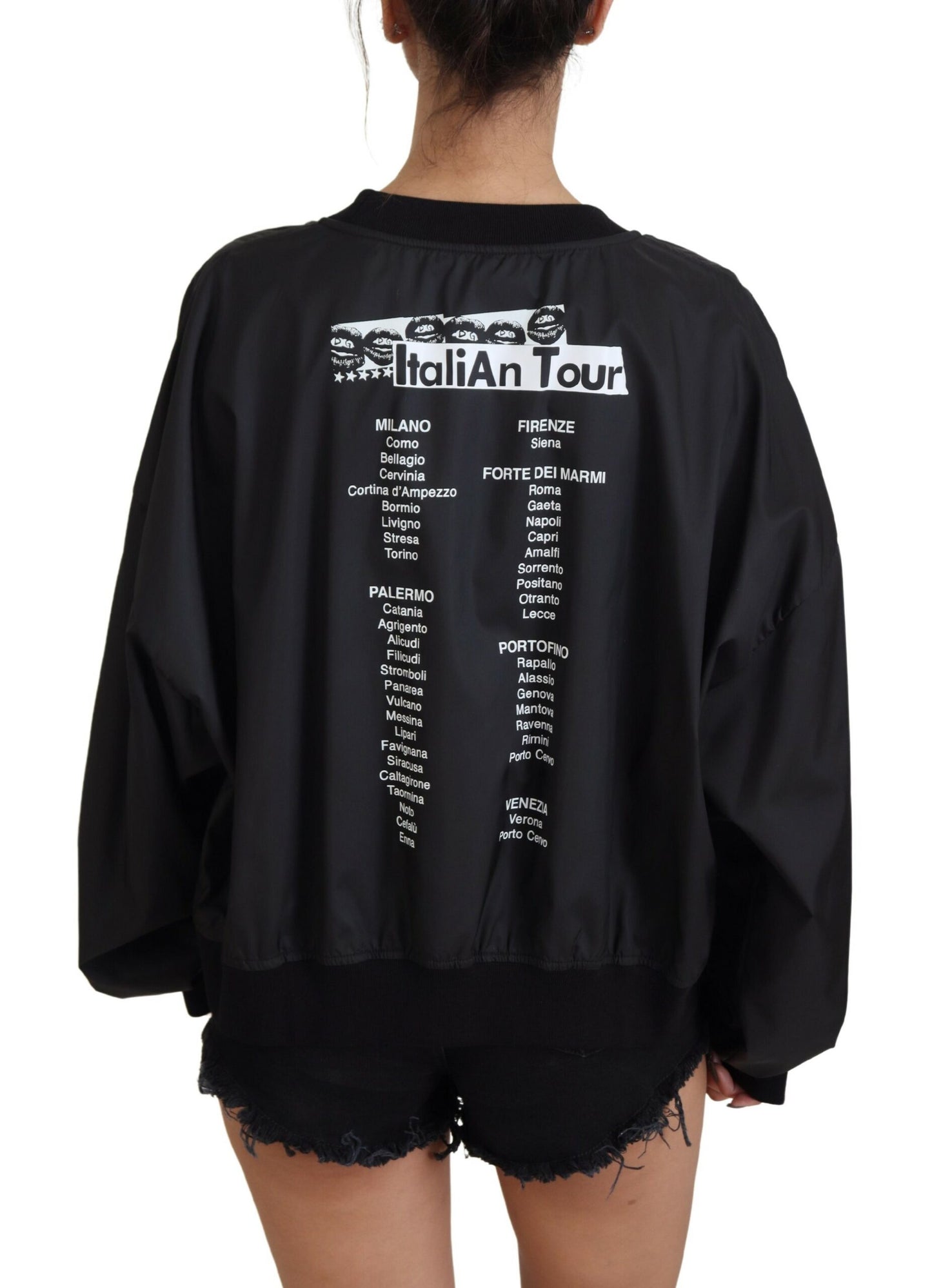 Dolce & Gabbana Black Nylon Crewneck Pullover Logo Sweater