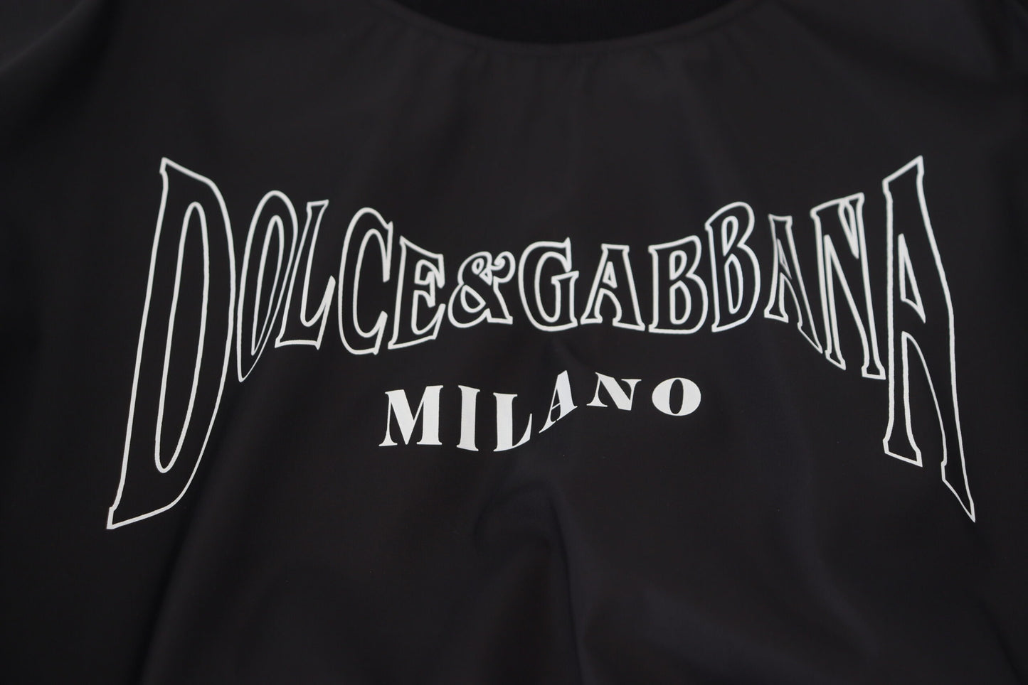 Dolce & Gabbana Black Nylon Crewneck Pullover Logo Sweater