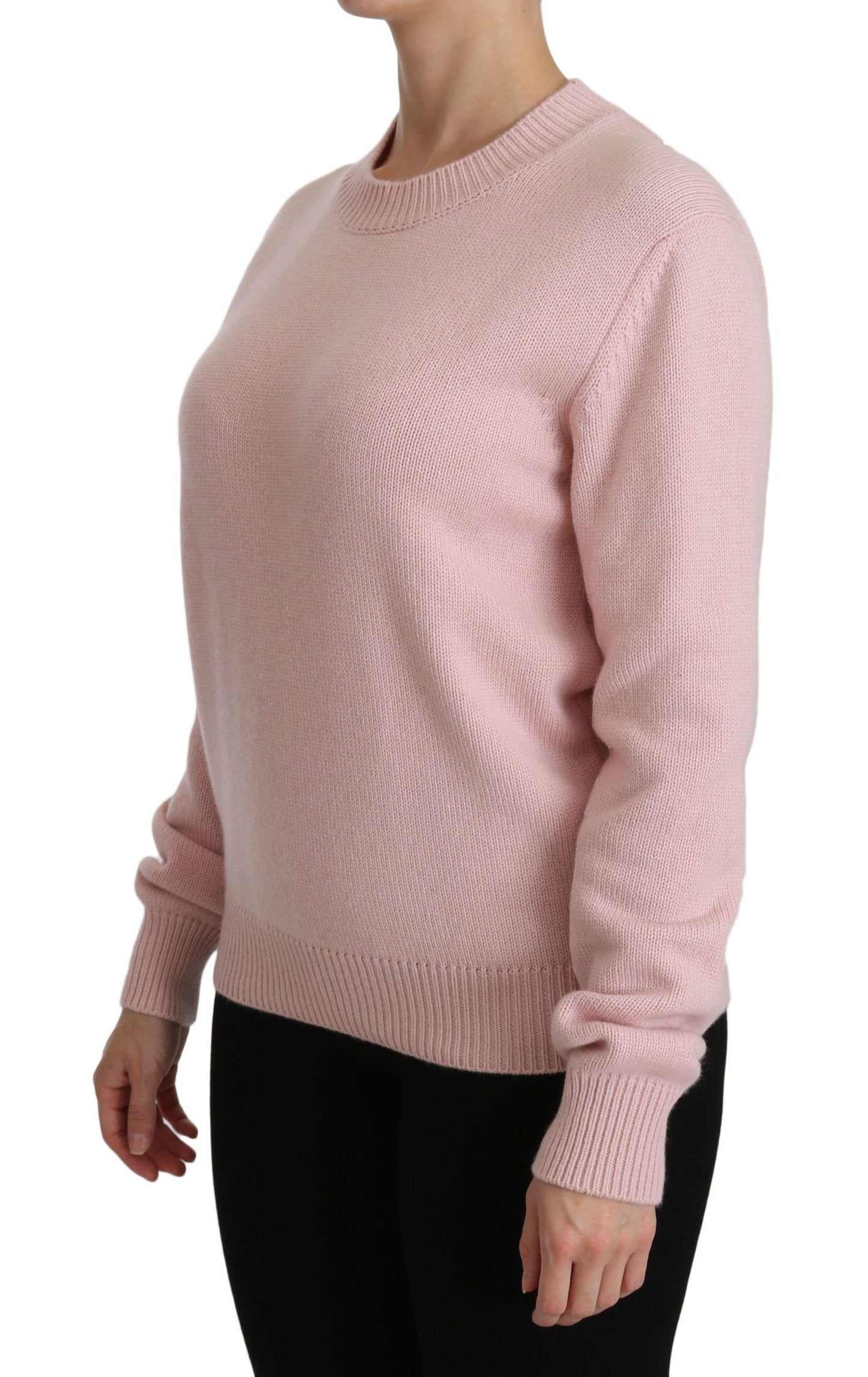 Dolce & Gabbana Cashmere-Blend Pink Crew Neck Sweater