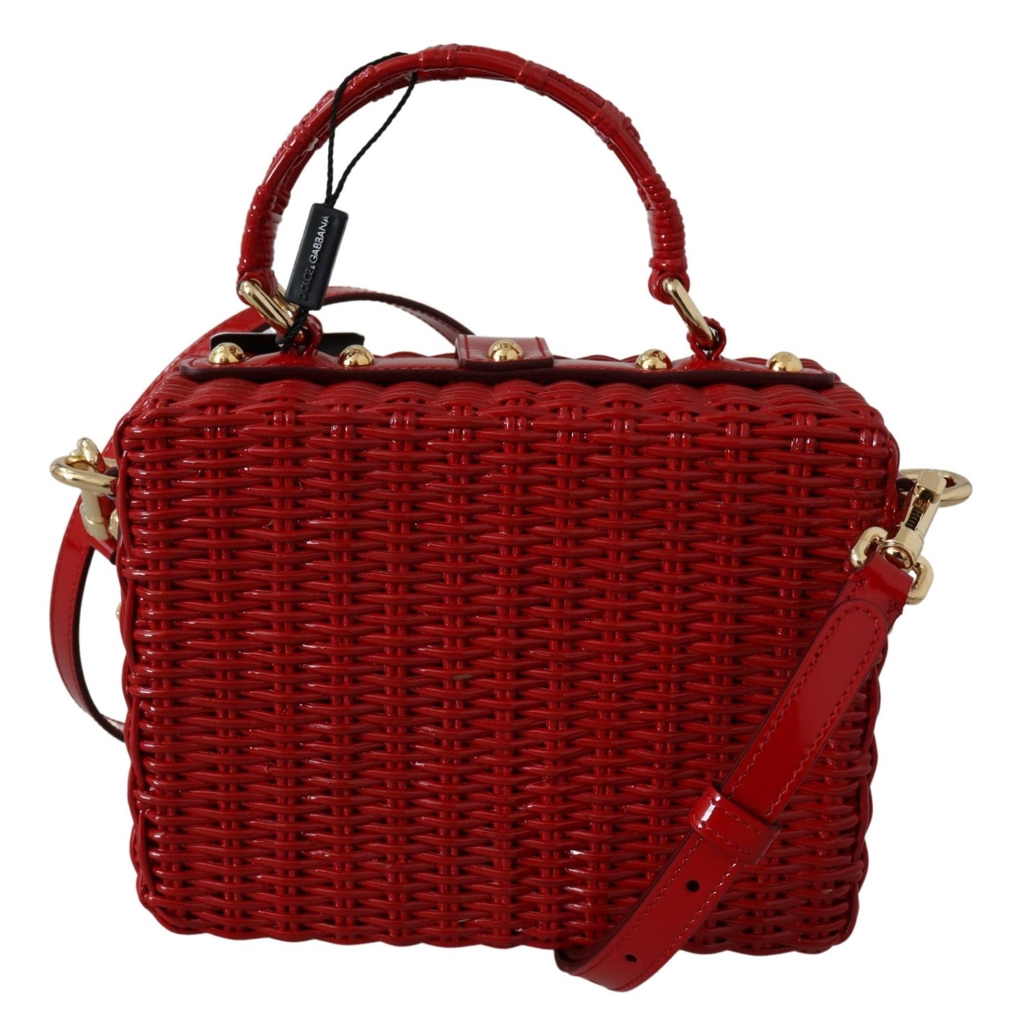 Dolce & Gabbana Red Shoulder Box Bag with Gold Padlock