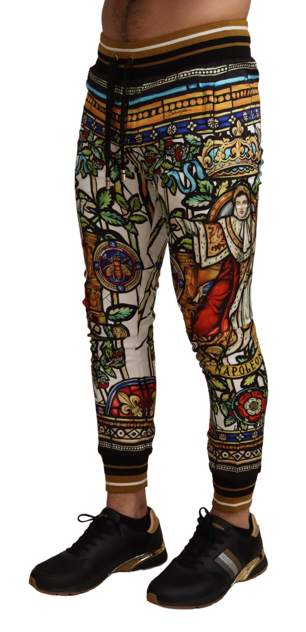 Dolce & Gabbana Elegant Multicolor Napoleone Print Sweatpants