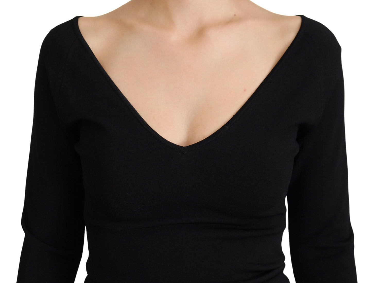 Dolce & Gabbana Elegant V-Neck Black Pullover Sweater